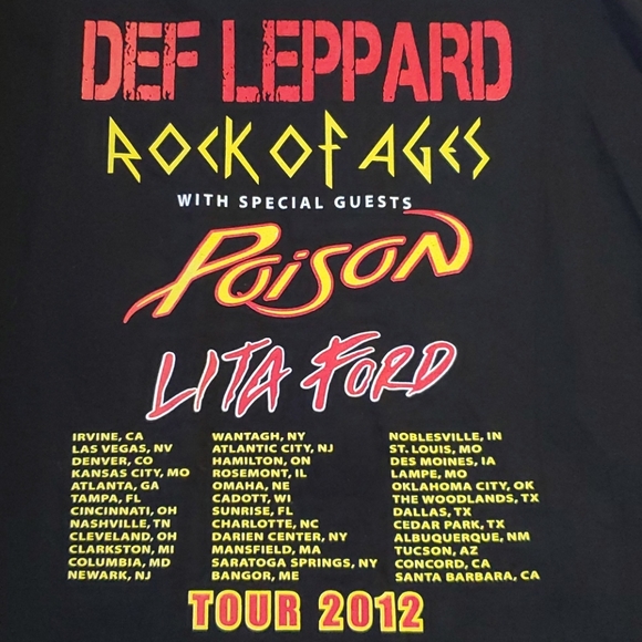 Def Leppard Rock of Ages Tour 2012 concert graphic tee Poison Lita Ford XL - Picture 4 of 5
